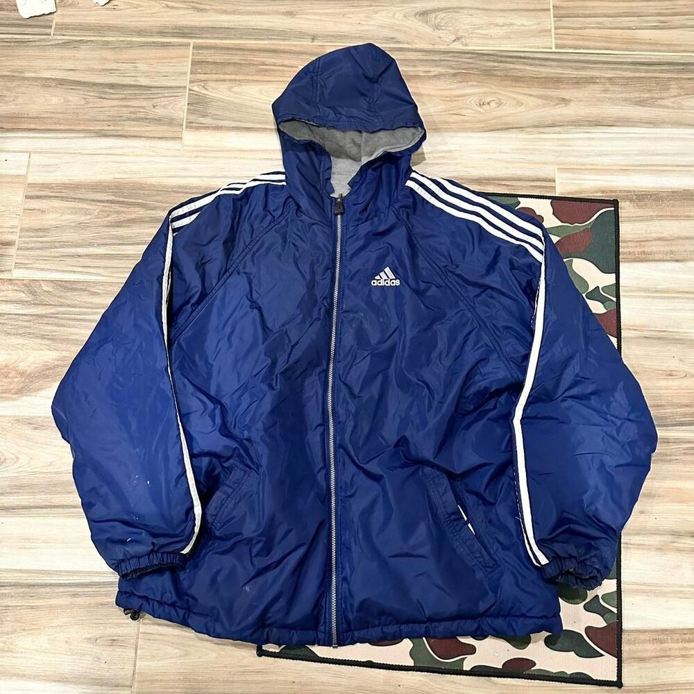 Vintage 90s Reversible Blue and Gray blue Adidas Track Jacket